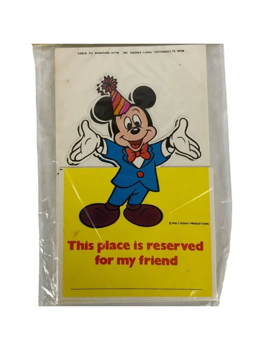 Vintage 1980s Walt Disney Mickey Mouse Place Cards Pkg Of 12 Party Decorations